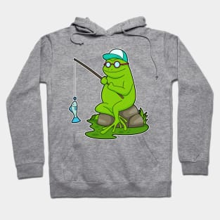 Frog as Fisher with Fishing rod & Fish Hoodie